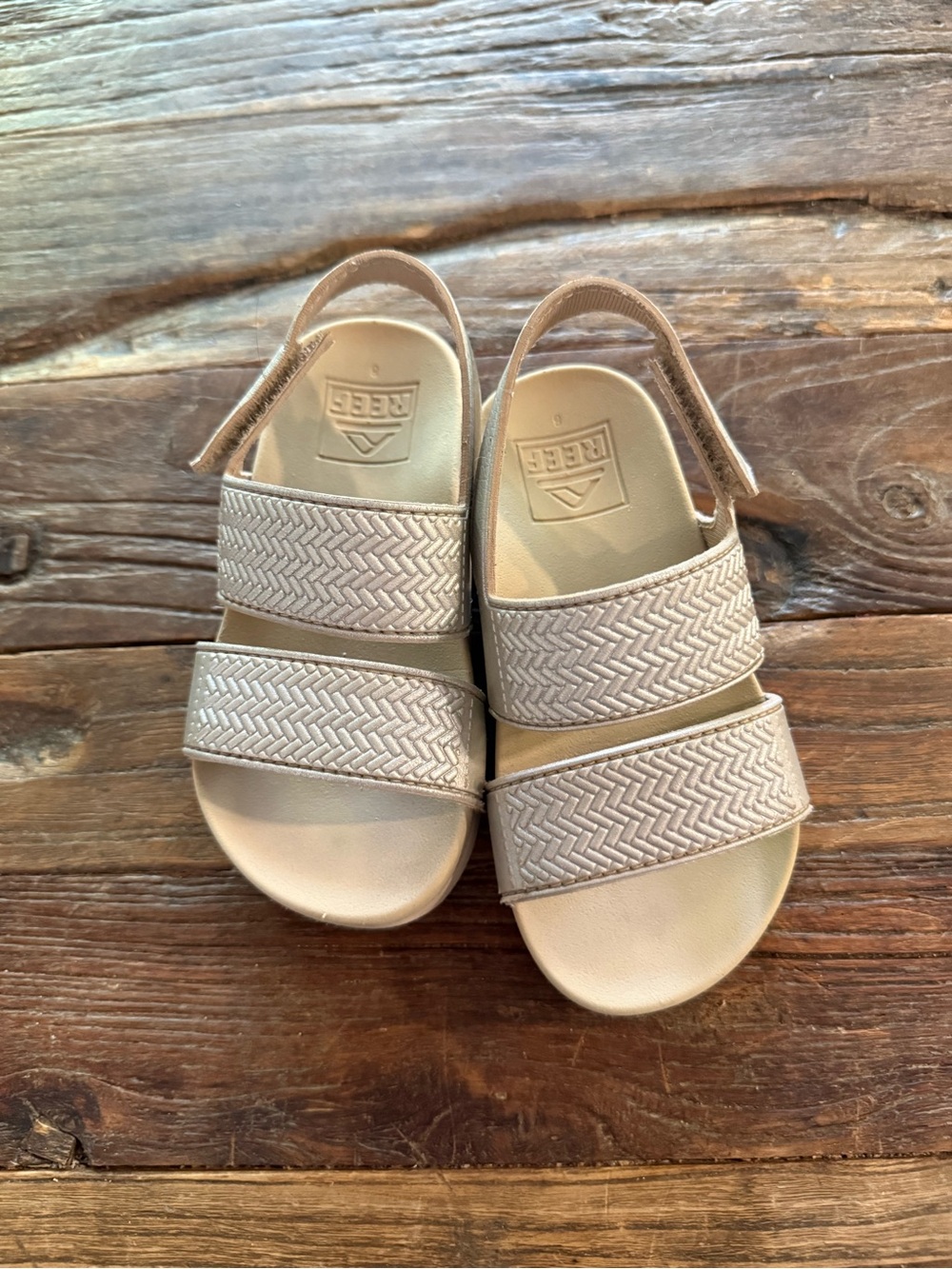 Reef Kids Neutral Braided-Strap Sandals in Beige/Gold